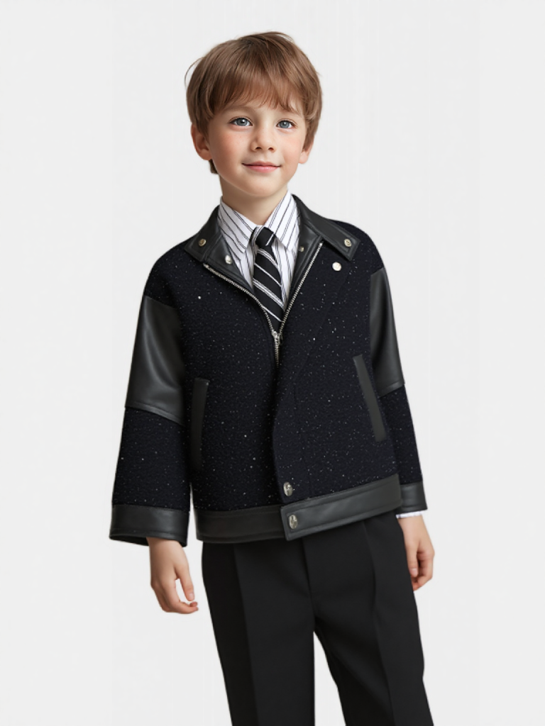 Photography Wedding - Gentleman Kids Shiny Motorcycle Pu Leather