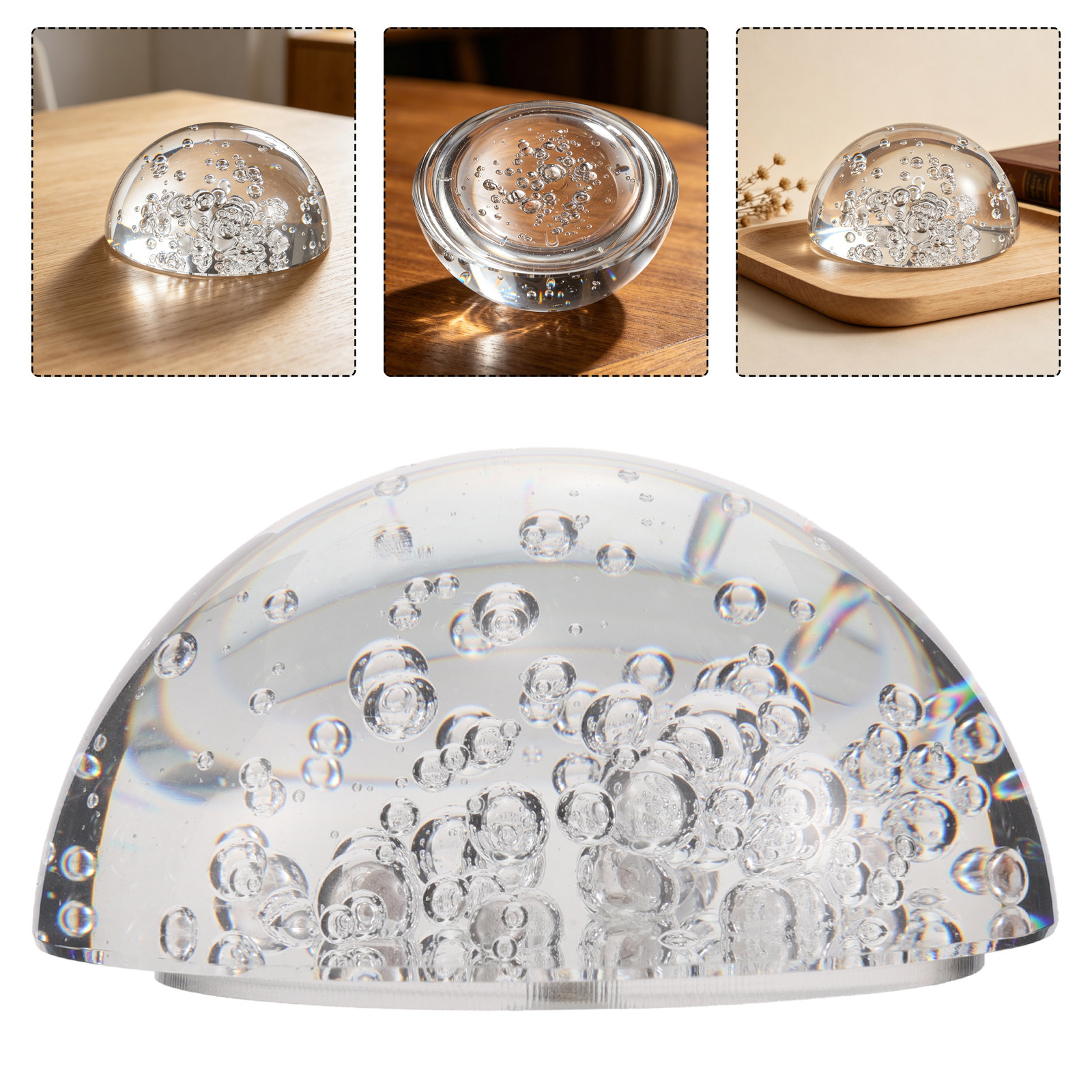 Lens Ball Crystal - Semicircle Crystal Decoration Clear Sphere Display