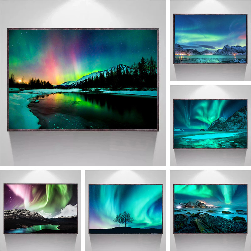 Photography Natural Lighting - Iceland Aurora Borealis Photography Poster Canvas