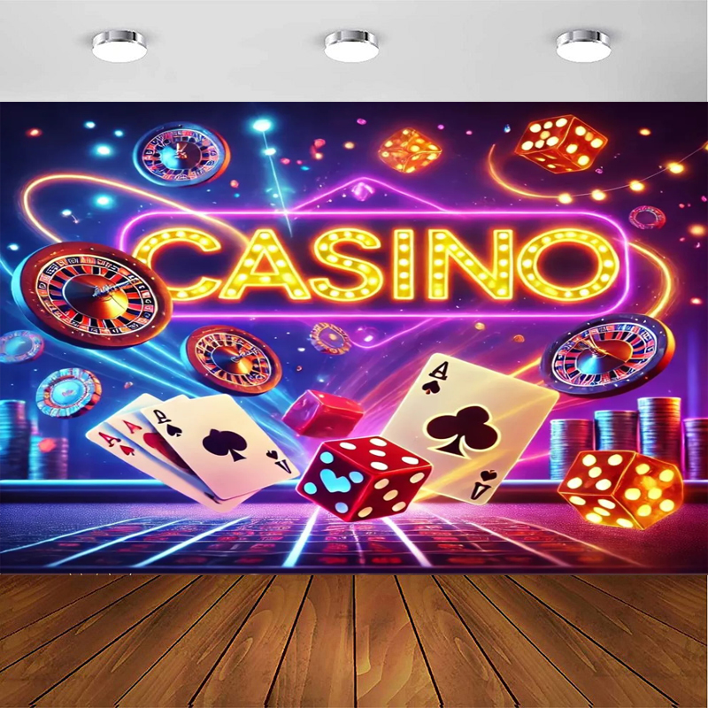 Photography Winner - Casino Night Photography Backdrop Neon Game