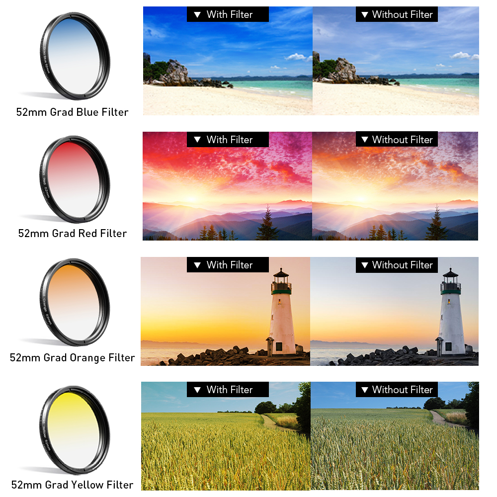 APEXEL 52mm 7in1 Gradual Filte - Photography Yellow Filter recensione e prezzo