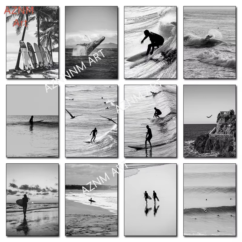 1PC ，Fine Surfing Black and Wh - Photography Black And White recensione e prezzo